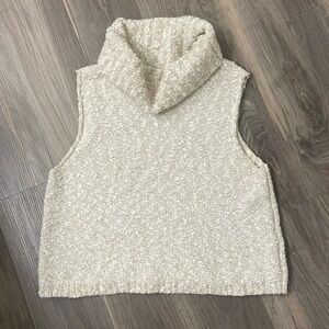 Free People Little White Lies Cowl Neck Sleeveless  Sweater in Oatmeal Sz M